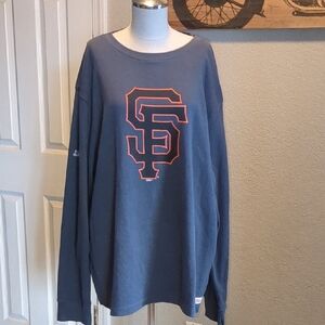 Navy Long Sleeve Shirt with Orange Graphic